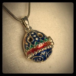 Faberge Egg Crystal Locket Necklace